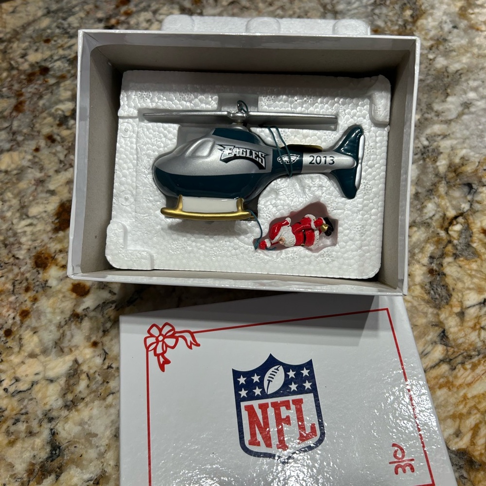 NFL Charger Helicopter Santa Ornament